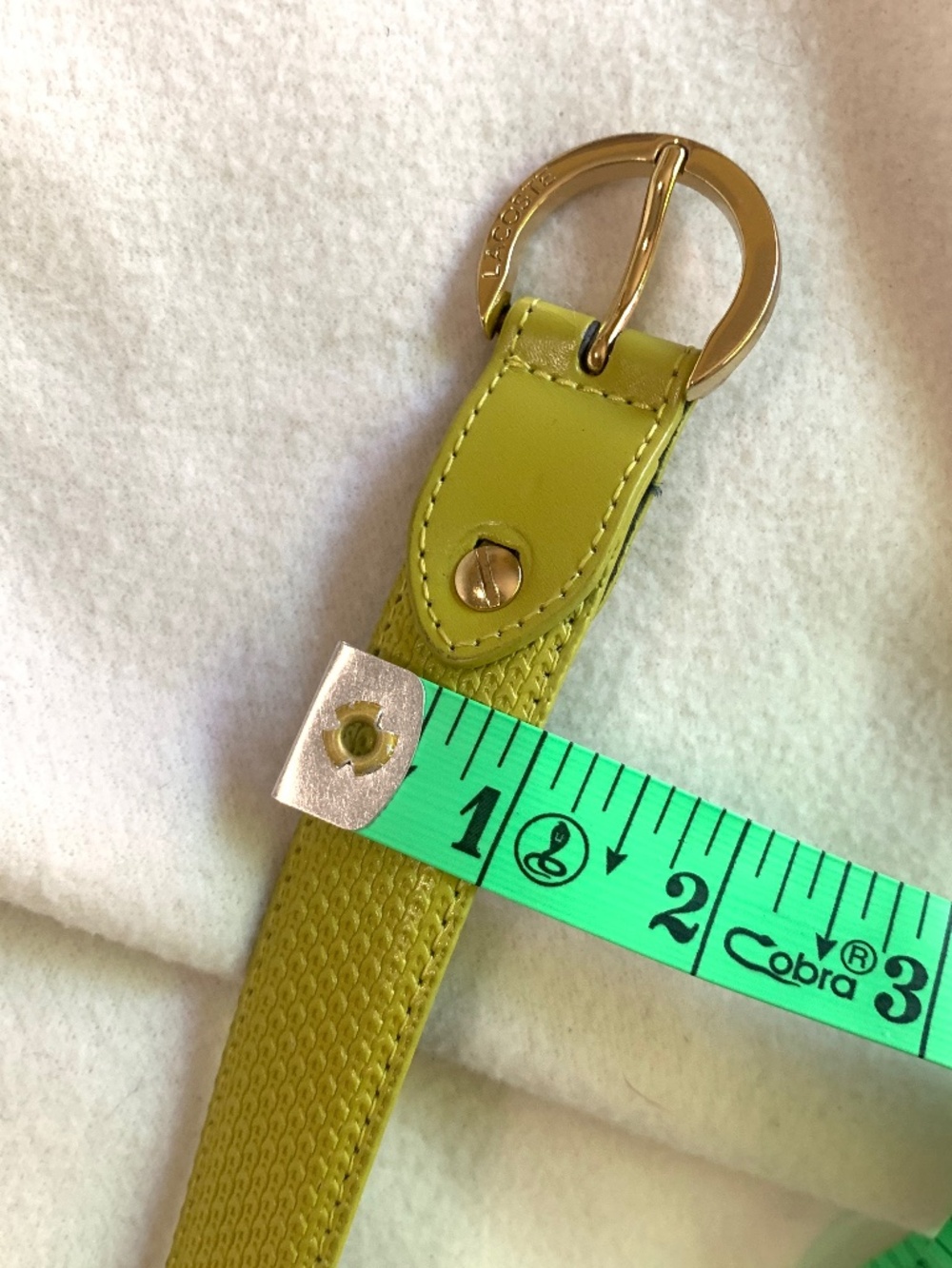 Vintage Lacoste Yellow-Green Leather Belt - Picture 8 of 12